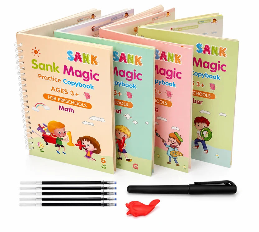 WriteMagic — Reusable Handwriting Practice Kit for Kids | 4 Books + Pen Set | Best Gift for Kids