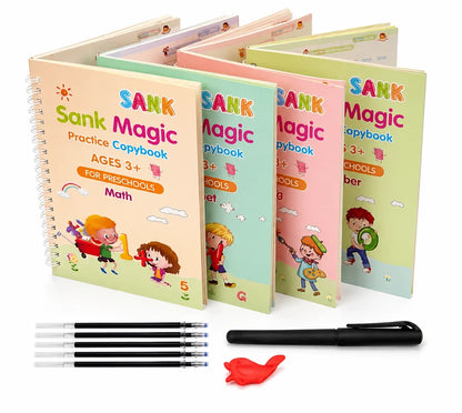 WriteMagic — Reusable Handwriting Practice Kit for Kids | 4 Books + Pen Set | Best Gift for Kids