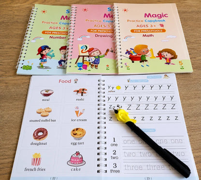 WriteMagic — Reusable Handwriting Practice Kit for Kids | 4 Books + Pen Set | Best Gift for Kids